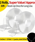 Heavy Duty Double Sided Mounting Tape 1.2 Inch Wide by 15 Ft Per Roll, 30 Ft Total, Removable and Residue Free, two rolls shown