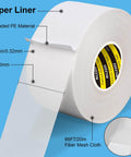 Double Sided Mounting Tape Heavy Duty 2 Inch By 66 Feet with fiberglass mesh and clear adhesive, white tape on roll