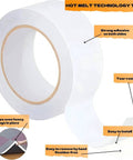 2 Inch By 40 Yards Double Sided Tape For Crafts And Scrapbooking Clear Strong Adhesive With Easy Tear Paper Backing Heavy Duty Sticky For Gift Boxes Card Making Posters DIY Projects Arts And Crafts No Mess No Fuss One Roll