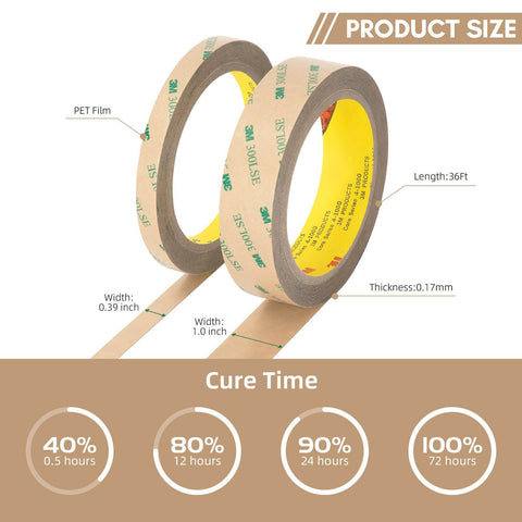 Heavy Duty Double Sided Tape 0.39 Inch By 36 Feet Clear Mounting Tape With 300LSE Acrylic Adhesive for crafts and repairs