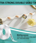 Heavy Duty Double Sided Tape Half Inch By 10 Feet Clear Acrylic Mounting Tape displayed with wall hooks and accessories