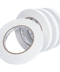 Four rolls of translucent thin double-sided tape, half-inch by forty yards, for arts, crafts, office, and school supplies.