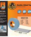 Heavy Duty Double Sided Tape For Indoor And Outdoor Use Gray 1.41 Inch By 8 Yard With Strong Adhesive For Smooth Or Rough Surfaces Ideal For Carpet And Rugs Bond Pack Of 2 with instructions and illustrations of usage on packaging.