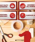 Clear Double Sided Tape Removable 1.5 Inch By 30 Yards A Real Workhorse For Gift Wrapping Carpet Securing And Woodworking And More displayed with craft tools