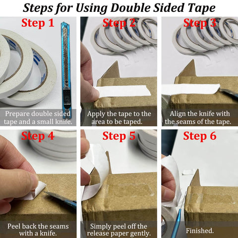 Steps for using Six Roll Multi Size Double Sided Craft Tape Set for Scrapbooking Card Making Gift Boxes Arts And Photography