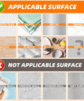 Image showing applicable and not applicable surfaces for Heavy Duty Double Sided Tape Nano Tech Adhesive For Mounting. Includes tiles, glass, metal