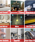 Extreme 1.18 Inch Double Sided Mounting Tape Heavy Duty Adhesive montage showing various uses, including car parts and home decor.