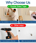 Comparison of using 52 Pcs Double Sided Adhesive Pads And Strips Heavy Duty Mounting Tape and drilling for wall hanging