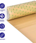 Double Sided Transfer Sheet 468MP Adhesive Tape For 3D Printing Build Plates Bonding PEI Sheets And Other Print Surfaces Built To Stick Dual Sided Adhesive 12 In By 5 Yd Roll For Easy Mounting And Attaching shown in a roll with features.