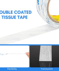 Double Sided Tape 0.5 Inch By 32.8 Feet Thin Translucent Removable Adhesive For Foam Art Nameplates And Bonding On PP PC OPP PE EVA PORON Sponge And Metal
