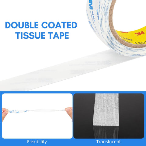 Double Sided Tape 0.5 Inch By 32.8 Feet Thin Translucent Removable Adhesive For Foam Art Nameplates And Bonding On PP PC OPP PE EVA PORON Sponge And Metal