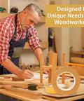 Woodworker using a workbench with Heavy Duty Double Sided Woodworking Tape, 1 Inch Wide By 75 Feet, Two Pack, in a workshop.