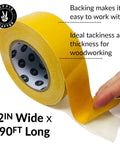 Double Sided Woodworking Tape, 2 Inch Wide, Heavy Duty Adhesive For CNC Machines And Routing Templates, 90 Feet Long