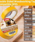 Double Sided Woodworking Tape For Wood Projects, 1 And 2 Inch By 33 Feet, 2 Rolls, No Residue, showing compatibility with materials