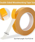 Heavy Duty Double Sided Woodworking Tape, 1 Inch Wide By 75 Feet, Two Pack, showing roll and close-up of adhesive