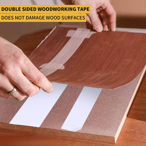 Applying Double Sided Woodworking Tape 1 Inch By 88 Feet Heavy Duty Adhesive For Carpentry Cabinet Installation And Trim Projects