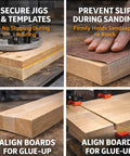 Pro-Grade Double-Sided Woodworking Tape With Removable Adhesive for holding and aligning wood during routing and sanding.