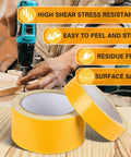 Double Sided Woodworking Tape For Wood Projects, 1 And 2 Inch By 33 Feet, 2 Rolls, No Residue in woodworking setting with tools.