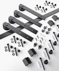 6.6FT Double Sliding Barn Door Hardware Kit for Two 20 Inch Door Panels with heavy duty carbon steel track and nylon rollers