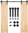 6.6FT Double Sliding Barn Door Hardware Kit for Two 20 Inch Door Panels, showing track and accessories, doors not included