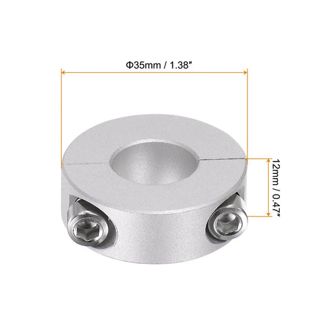 4pcs Double Split Shaft Collar for 16mm Shaft Set Screw Clamp-On Collars, 35mm OD, 12mm Width, anodized aluminum front view