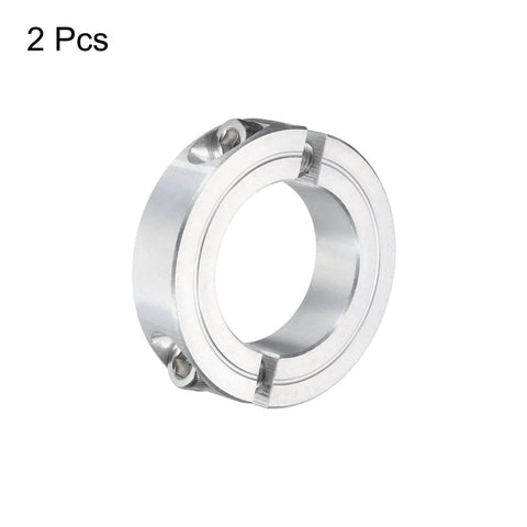 2pcs Double Split Clamp-On Shaft Collar for 1-1/4" Shaft, Two-Piece Clamping Collar, 2-1/16" OD, 1/2" Thickness, Aluminum Alloy Set Screw Split