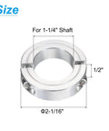 2pcs Double Split Clamp-On Shaft Collar for 1-1/4" Shaft, Two-Piece Clamping Collar, 2-1/16" OD, 1/2" Thickness, Aluminum Alloy Set Screw Split Collar Clamp