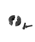 Four Pack Double Split Clamp On Shaft Collar Set For Half Inch Bore In 1045 Steel With M4 Set Screws, shown disassembled.