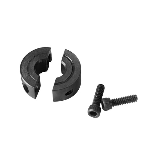 Double Split Shaft Collar Fifteen Sixteenth Inch Bore, One And Three Quarter Inch Outer Diameter, Two Piece Clamping Collar, screws shown