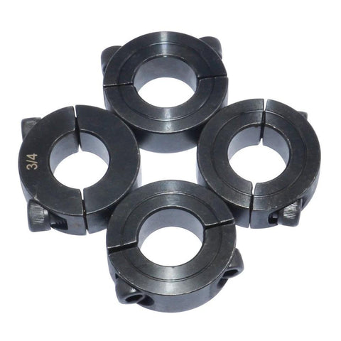 Double Split Shaft Collar 1" Bore Width 1/2 Inch Oxide Set Style Black (4 Pcs), carbon steel with black oxide finish