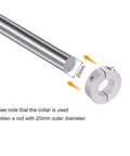 Double Split Shaft Collar for a 20mm shaft with 40mm outer diameter, shown with rod for comparison, 6061 aluminum material.