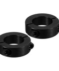 Bore 28mm Double Split Shaft Collar 48mm OD 26mm Thickness, 2 Pack 45#Carbon Steel Locking Collar Clamp Style with Set Screw for Machine Tools Industry, Black, front view