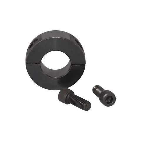 Double Split Clamp On Shaft Collar With Five Eighth Inch Bore Carbon Steel Black Oxide Coating For Easy Install And Durable Performance