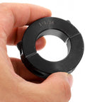 Close-up of 2pcs Double Split Shaft Collar for 1-1/16" Shaft, Two-Piece Clamping Collar, black oxide, held in hand, front view.