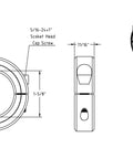 Technical drawing and 3D view of Double Split Shaft Collar With Set Screws In Carbon Steel for 1.625 inch shafts