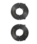Double Split Clamp On Shaft Collar One Half Inch Bore Two Piece Carbon Steel with Black Oxide Finish, view of both collars.