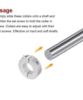 Double Split Shaft Collar for 20mm shaft with 40mm OD, showing installation on a metal shaft, anodized aluminum, pack of 4