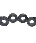 Double Split Shaft Collar 1" Bore Width 1/2 Inch Oxide Set Style Black (4 Pcs) in a row, showcasing carbon steel material.