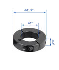 (4-Pack) Shaft Collar 1" Bore, 1045 Steel Double Split Clamp-On Shaft Collars Style, 1-3/4" OD, 1/2" Thickness with M4 Set Screws, side view