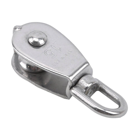 M25 Stainless Steel Pulley Single/Double Wheel Swivel Lifting Rope Pulley Set Bearing Lifting Wheel Tools(M25,Double Pulley)