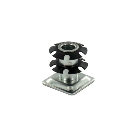 One Inch Square Metal Double Star Caster Insert With 5/16-18 Threaded Stem For 2 Inch Wheel Industrial Casters Set Of Four With Brakes