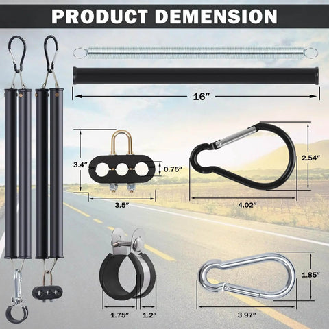 Heavy Duty 2 Pack 16 Inch Double Tender Spring Kit With 3-In-One Hose Holder And 3-Hole Clamp For Semi Trucks And Trailers