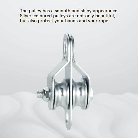 Double Cable Pulley Block, with Ball Bearings for 0.23 Inch/6mm Wire Rope, Good for Pulley Lifing System, 1Pack, side view