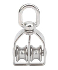 10Pcs M15 Pulley Block 304 Stainless Steel Heavy Duty Traction Wheel Single Double Lifting Rope Block - dual wheel view