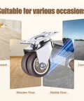 1.5 Inch Double Wheel Swivel Caster Wheels Set Of Four With Rubber Caster Wheels And 396 Lbs Load Capacity For Cabinets Tables And Workbenches Two With Brake And Two Without Ideal For Garage Workshop Storage Carts Office Furniture And Heavy Loads on various floors