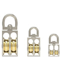 58mm Single/Double Wheels Metal Sheave Zinc Alloy Pulley Crown Block and Tackle Lifting Wheel Mini Double Pulley for DIY