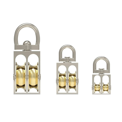 58mm Single/Double Wheels Metal Sheave Zinc Alloy Pulley Crown Block and Tackle Lifting Wheel Mini Double Pulley for DIY