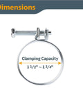 One And One Half Inch Adjustable Double Wire Hose Clamp With Bolt For Pool Spa And Pipe Connections Pack Of Five Zinc Coated