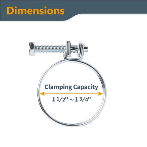 One And One Half Inch Adjustable Double Wire Hose Clamp With Bolt For Pool Spa And Pipe Connections Pack Of Five Zinc Coated