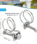 24 To 28 Millimeter Adjustable Double Wire Hose Clamp Set Of 10 Stainless Steel 304 Hose Clips Product Size Diagram